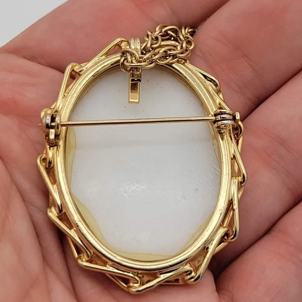 Cameo Style Floral Brooch & Pendant Style Necklace - Picture 6 of 11